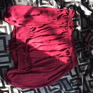 Off the shoulder red long sleeve top